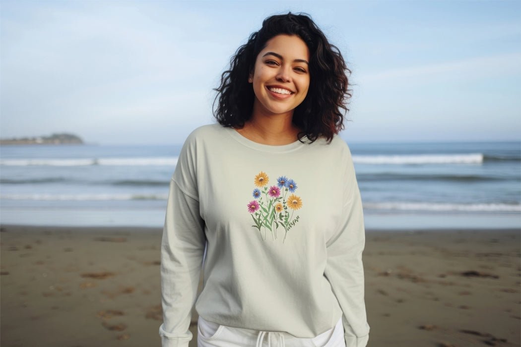 Floral embroidered crewneck